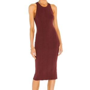 L'Agence Shelby Bodycon Dress Knit Stretch Sleeveless Burgundy Midi XS